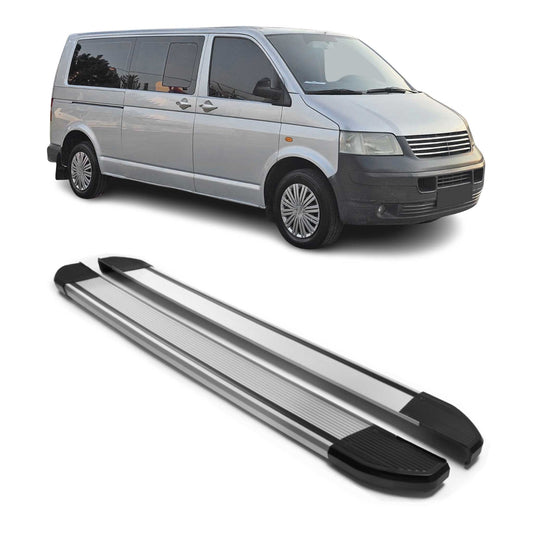 Alu Seitenschweller Trittbretter für VW Transporter T5 2003-2015 L2 Langer Grau