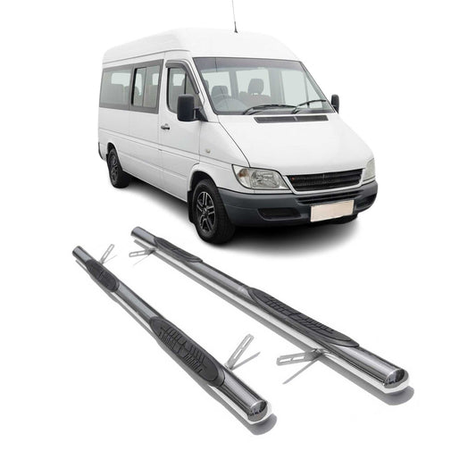 Stahl Trittbretter Schwellerrohre für Mercedes Sprinter 1995-2006 L3/L4 Grau