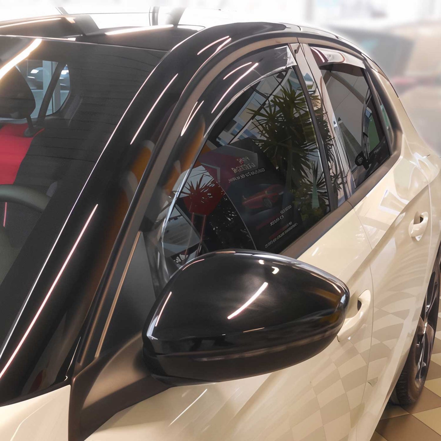 Owiewki/deszczówki do Opla Corsy F 2019-2025, ciemny akryl, zestaw 4 szt.