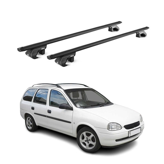 Portbagaj de plafon pentru Opel Corsa B Estate 1993-2000 90kg aluminiu negru 2x ABE