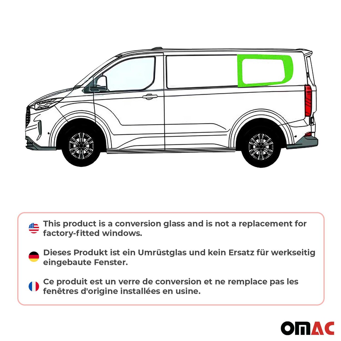 Seitenfenster Sicherheitsglas für Ford Transit Custom ab 2023 Hinten Links L1