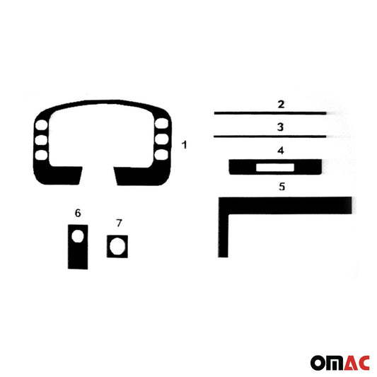 Ornamente interioare pentru cockpit pentru Ford Transit 1995-1997, aspect lemn masiv, set 7 piese