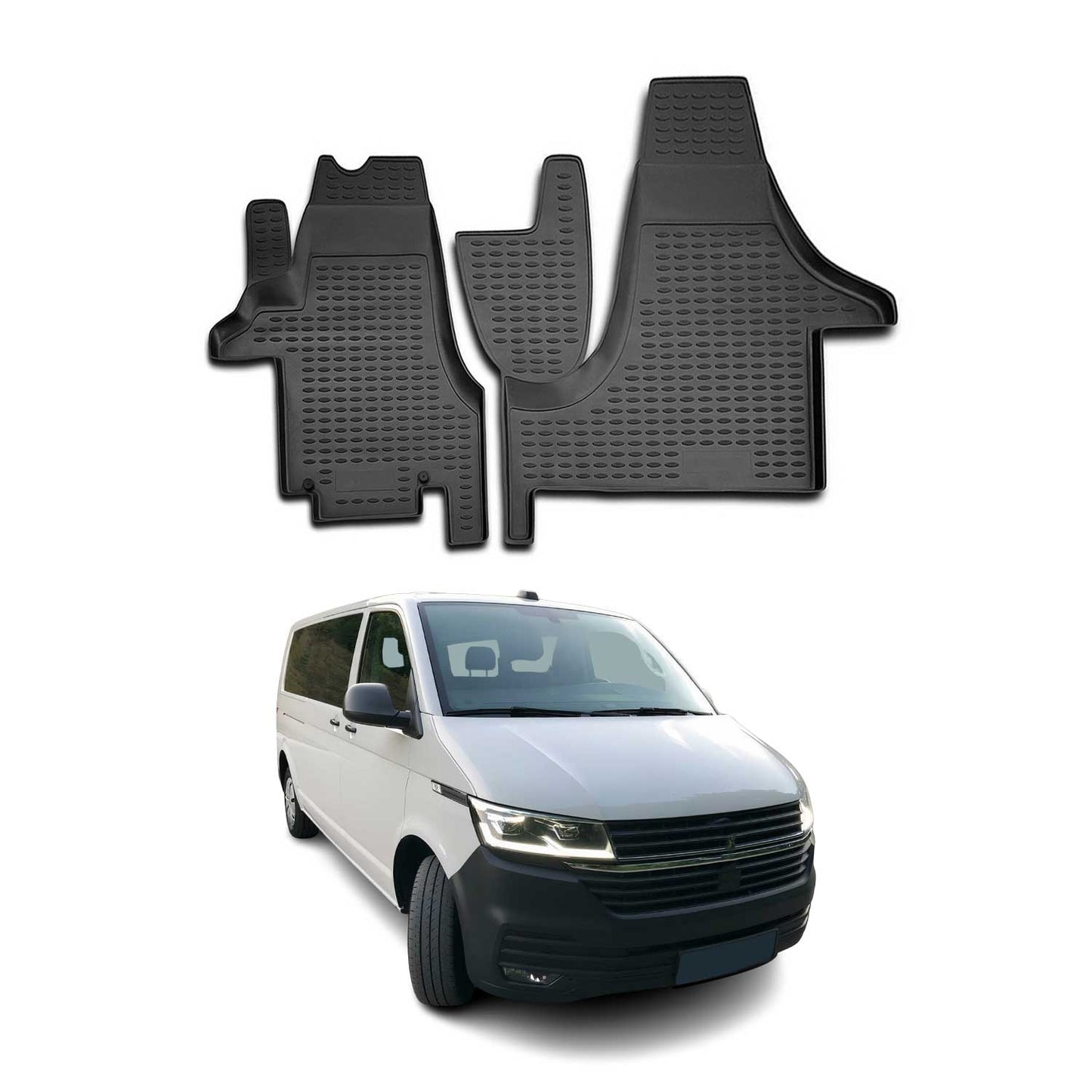2015-2024 VW T6 T6 .1 Transporter Fußmatten TPE Schwarz 2 tlg