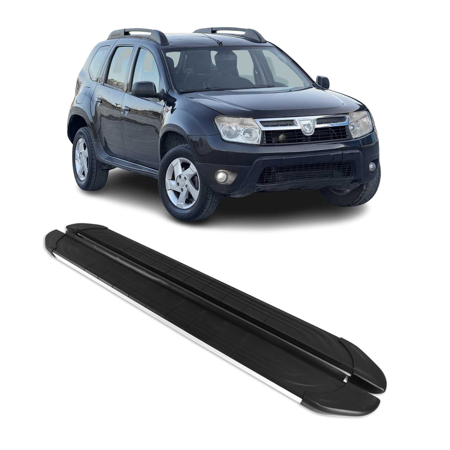Trittbretter Seitenschweller für Dacia Duster 2010-2018 Aluminium Schwarz Silber