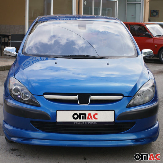 Benzi decorative grilă radiator pentru Peugeot 307 2001-2005, oțel inoxidabil, argintiu, 2 bucăți