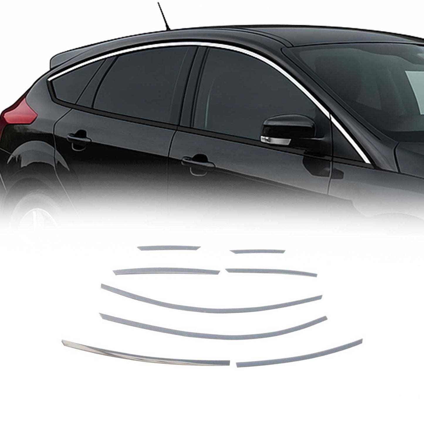 Fensterleisten Zierleisten für Ford Focus 2010-2018 obere Edelstahl Chrom 8tlg