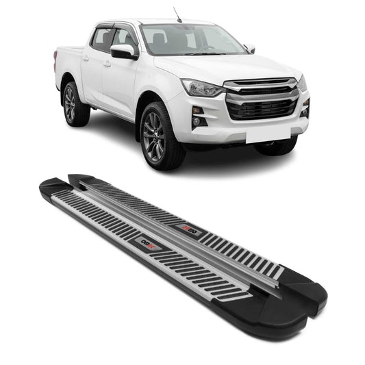 Praguri laterale Isuzu D-Max III 2019-2025, aluminiu, negru, argintiu