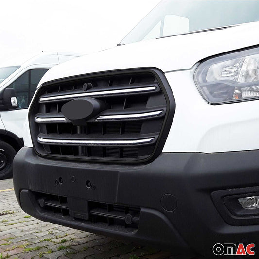 Benzi grilă radiator, grilă față pentru Ford Transit 2019-2025, oțel inoxidabil, argintiu, 4x