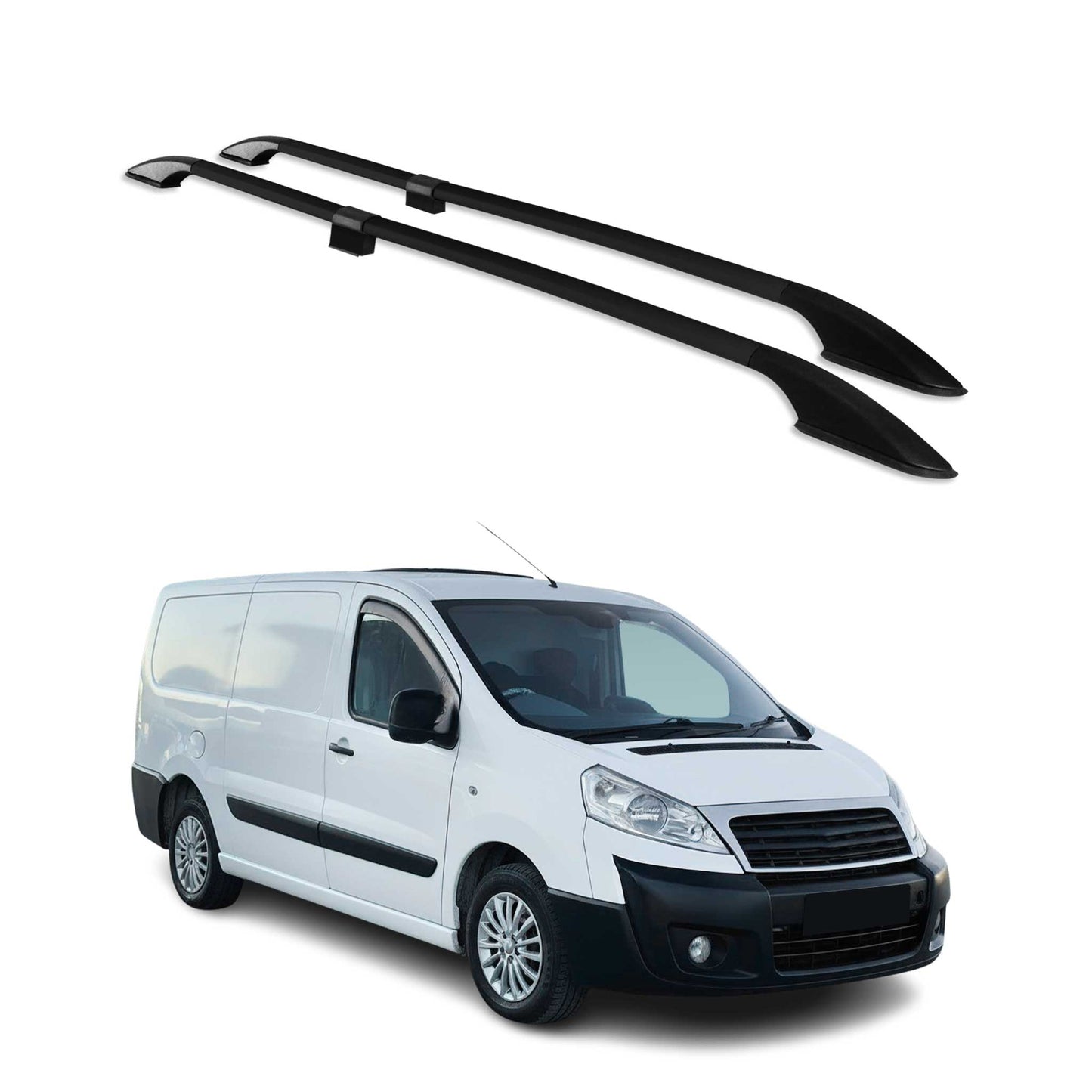 Dachreling Dachgepäckträger für Fiat Scudo 2006-2016 L2 Mitte RS Alu Schwarz