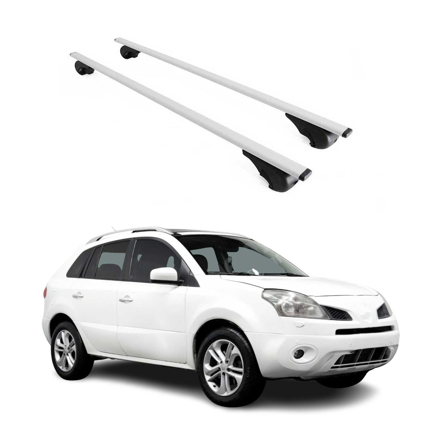 Portbagaj de plafon pentru Renault Koleos mk1 2008-2016 75kg metal argintiu 2 buc