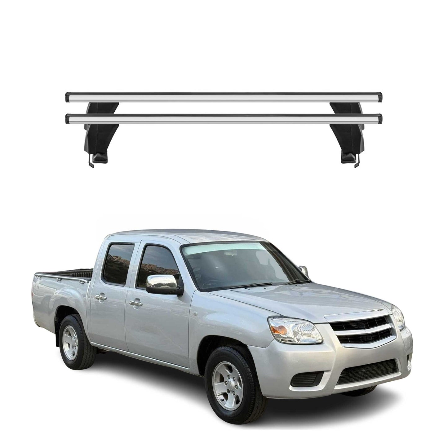 Menabo Dachträger Grundtäger für Mazda BT-50 2011-2020 50kg Alu Silber 2 tlg