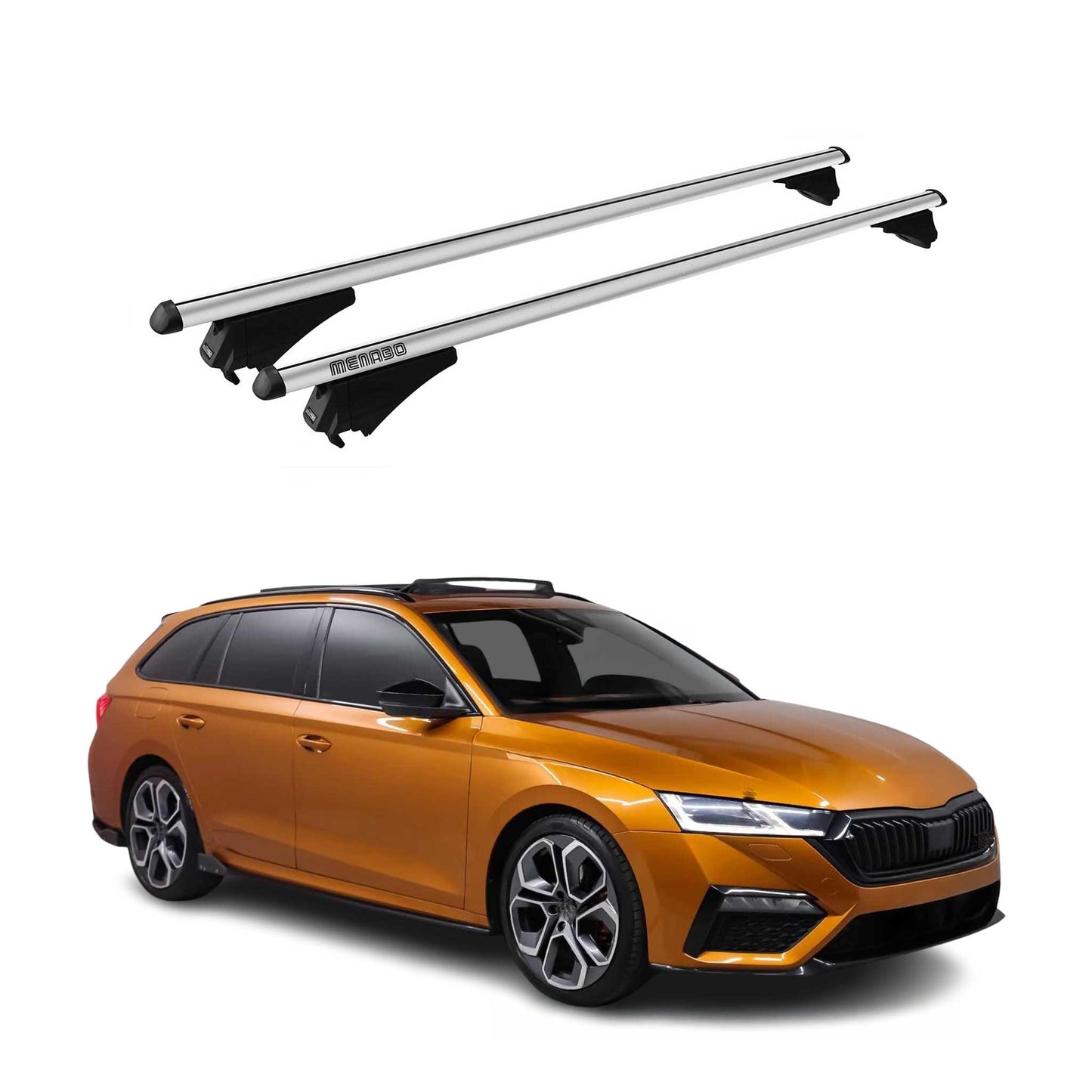 Menabo Grundträger Dachträger für Skoda Octavia Wagon 2020-2025 Alu Silber