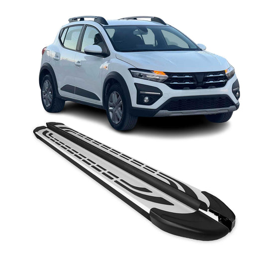 Trittbretter Seitenschweller Seitenbretter für Dacia Sandero 2021-25 Alu Schwarz