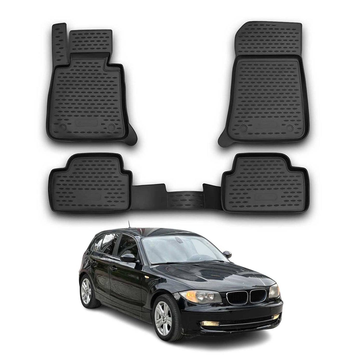 OMAC Gummimatten Fußmatten für BMW 1er E87 5tür 2004-2011 TPE Matten Schwarz 4x