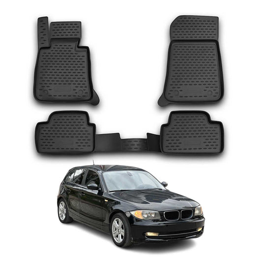 OMAC Gummimatten Fußmatten für BMW 1er E87 5tür 2004-2011 TPE Matten Schwarz 4x