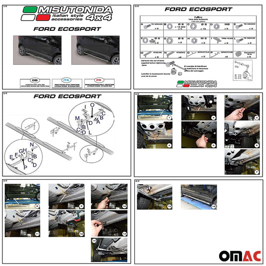 Praguri/praguri laterale din oțel pentru Ford Connect 2014-2021, argintii, L1, ampatament scurt