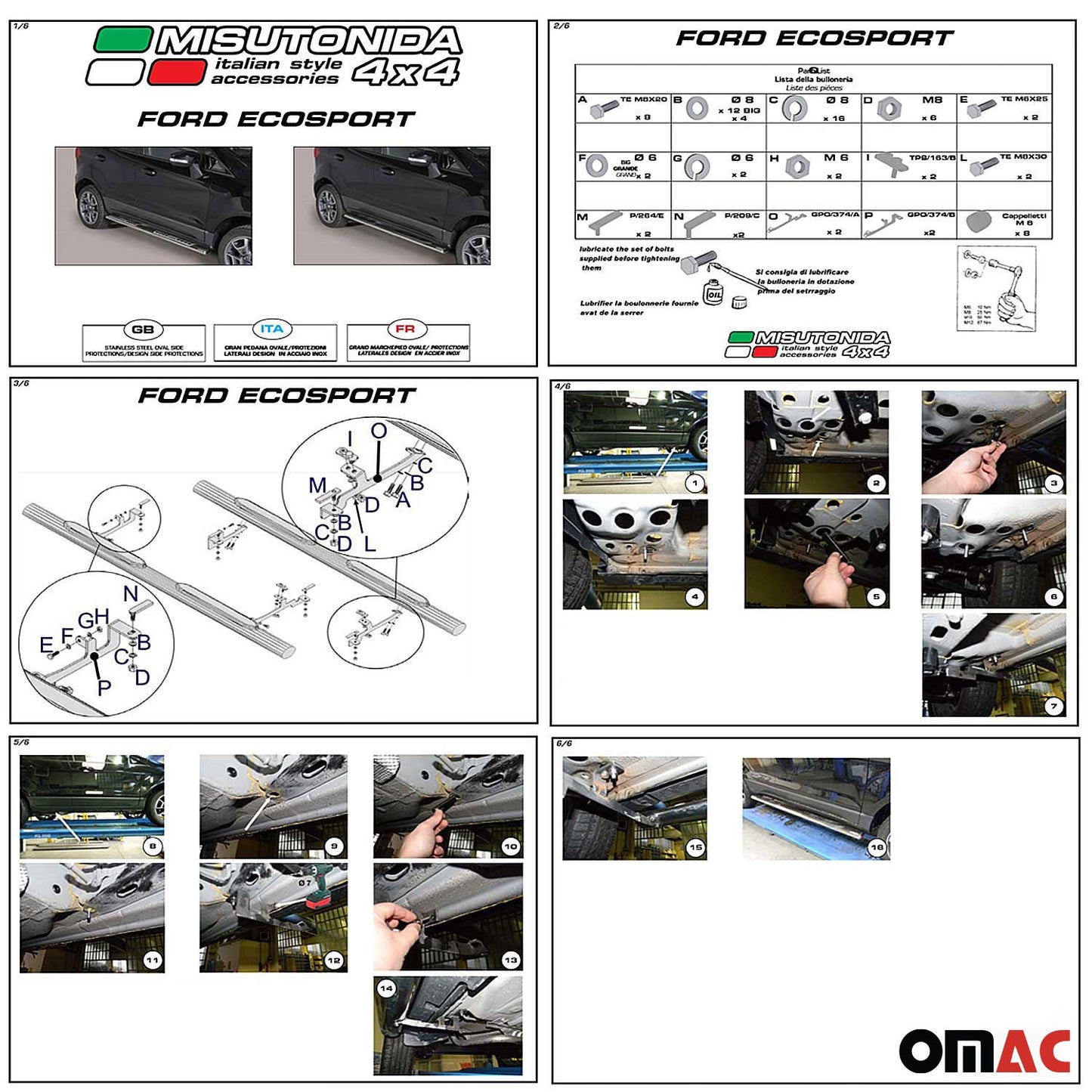 Stahl Seitenschweller Schwellerrohre für Ford Connect 2014-2021 Silber L1 Kurzer