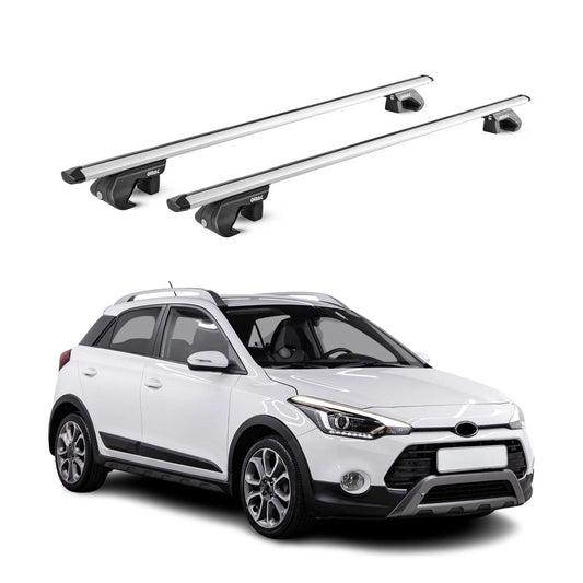 Portbagaj de plafon pentru Hyundai i20 Active GB 2015-2020 90kg aluminiu argintiu 2x ABE