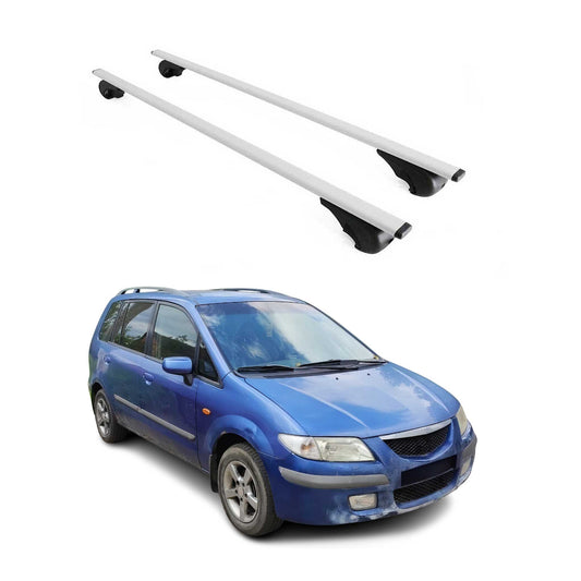 Portbagaj de plafon pentru Mazda Premacy 1999-2004 75kg metal argintiu 2 buc