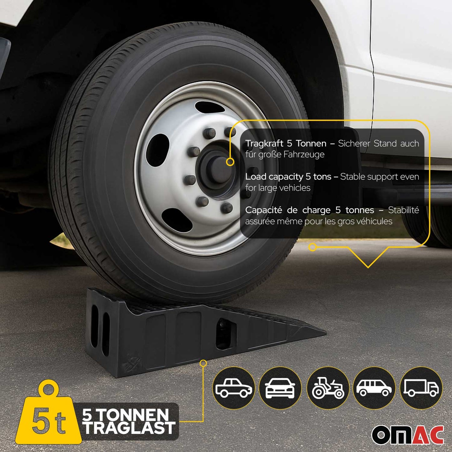 Auffahrrampe Auffahrkeile Stufenkeil für PKW Wohnwagen 5 tonne Autoreifen 2x