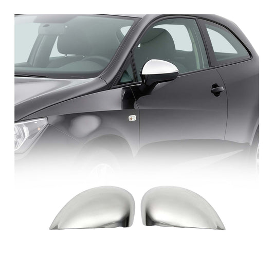 Spiegelkappen Spiegelabdeckung für Seat Leon 1P1 2005-2012 Edelstahl Silber 2tlg