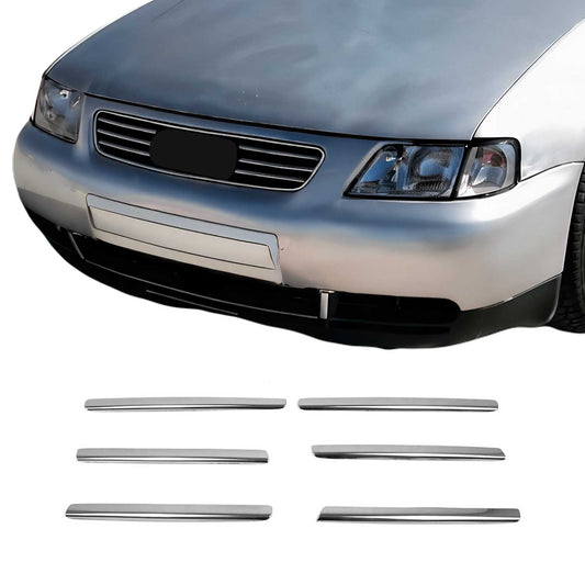 Benzi decorative grilă radiator pentru Audi A3 8L 1996-2000, oțel inoxidabil, argintiu, 6 bucăți