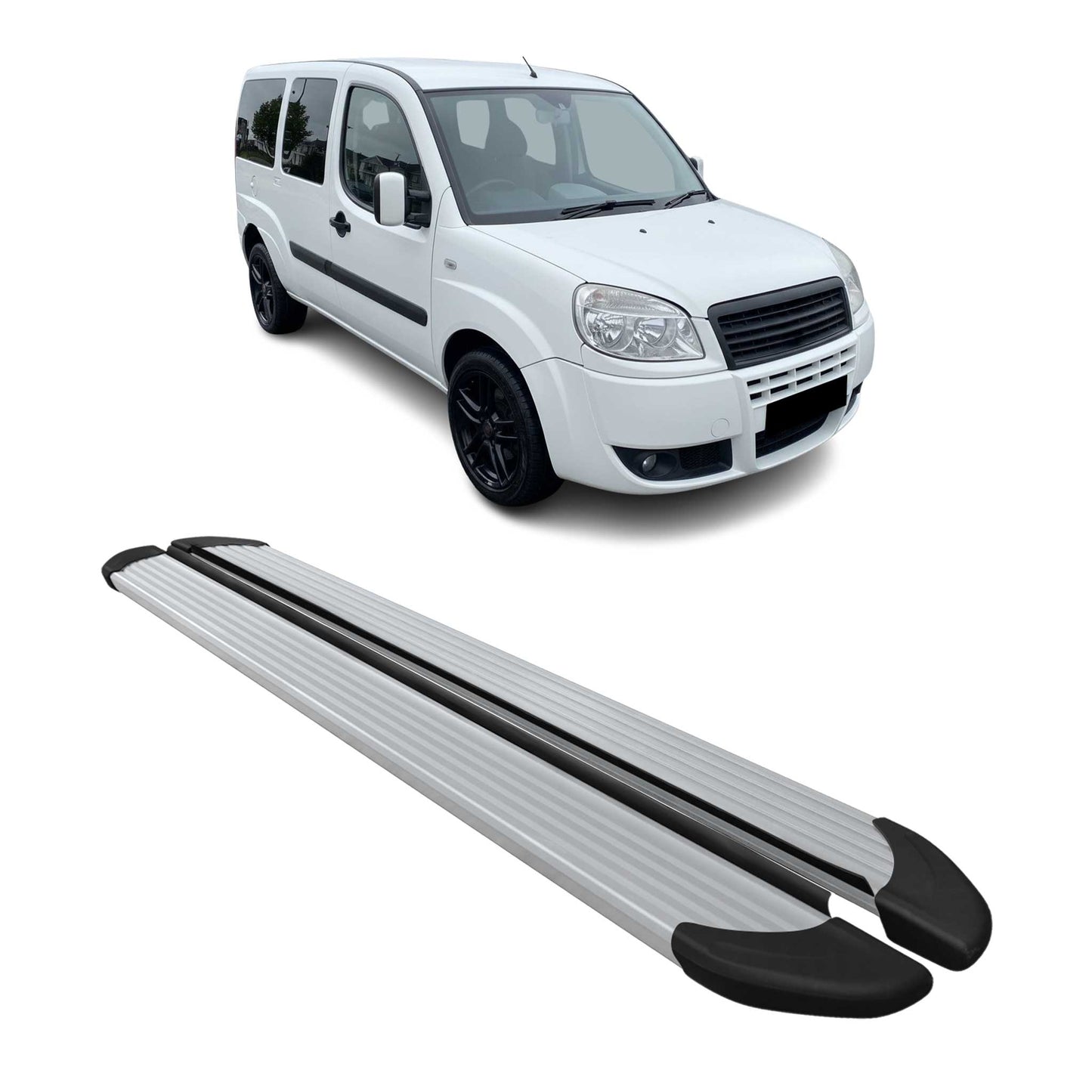 Seitenschweller Trittbretter Schweller für Fiat Doblo Maxi 2000-2010 Alu Grau