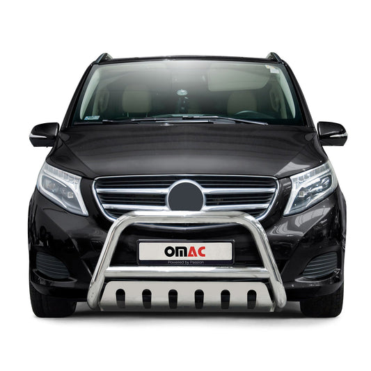 Bară de protecție/buton față pentru Mercedes Clasa 2014-2025, omologată ABE, oțel inoxidabil, argintiu