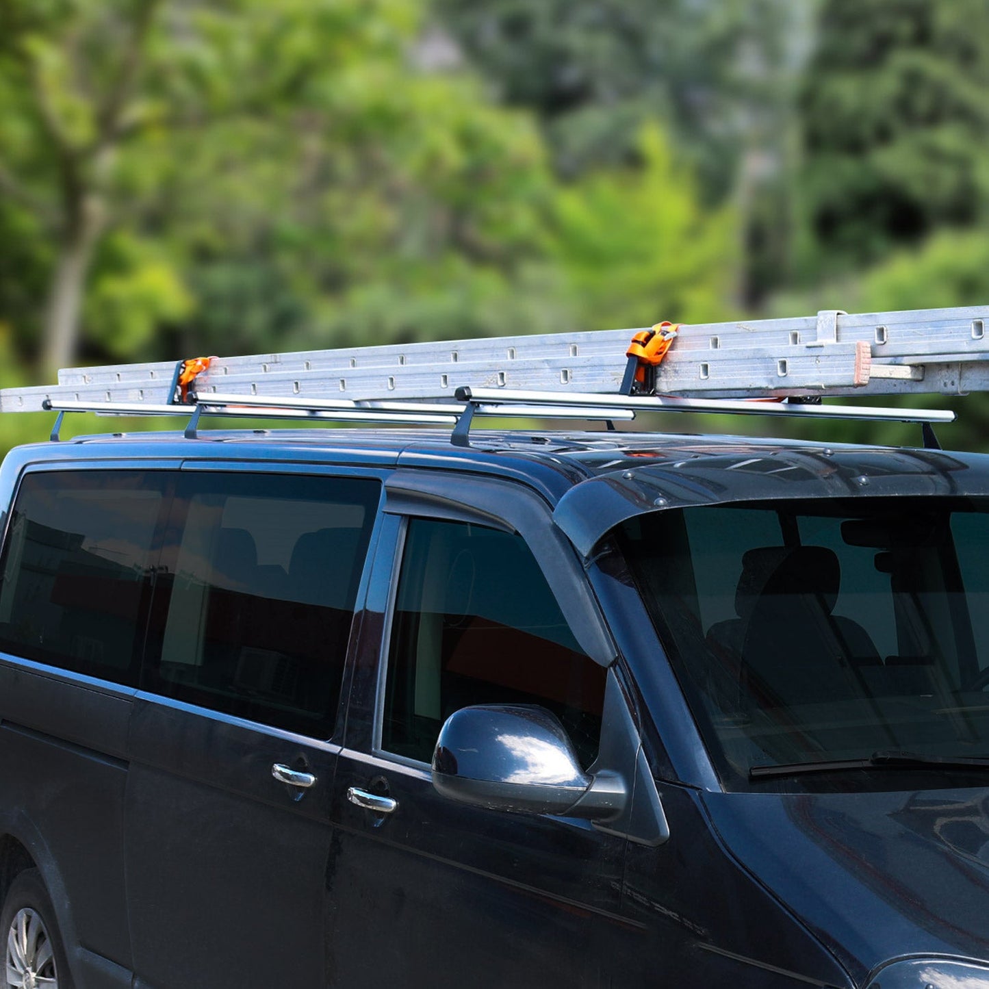 3x Dachträger + Leiterhalter Set für Opel Vivaro 2001-2014 Lastanschläge Silber