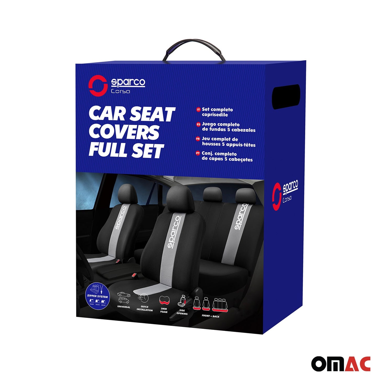 SPARCO Sitzbezüge Schonbezüge Autositzbezüge Universell Schwarz Grau Vorn Hinten