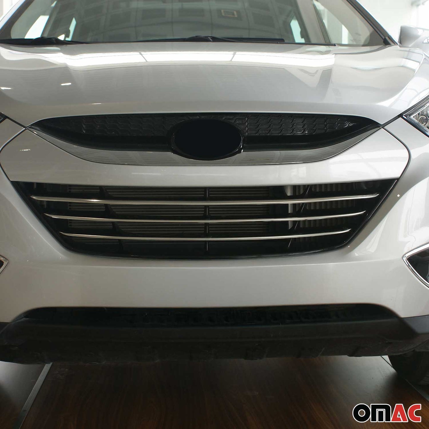 Kühlergrill Leisten Frontgrill für Hyundai ix35 2010-2015 Edelstahl Silber 3x