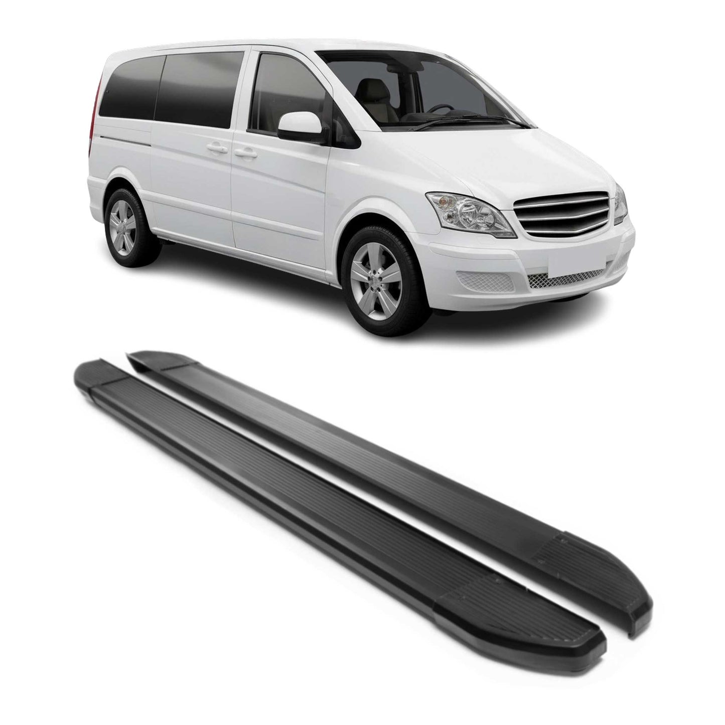 Alu Schweller Trittbretter für Mercedes Vito Viano W639 2003-2014 Kurzer Schwarz