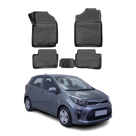 2017-2020 Kia Picanto Fußmatten TPE Schwarz 4 tlg