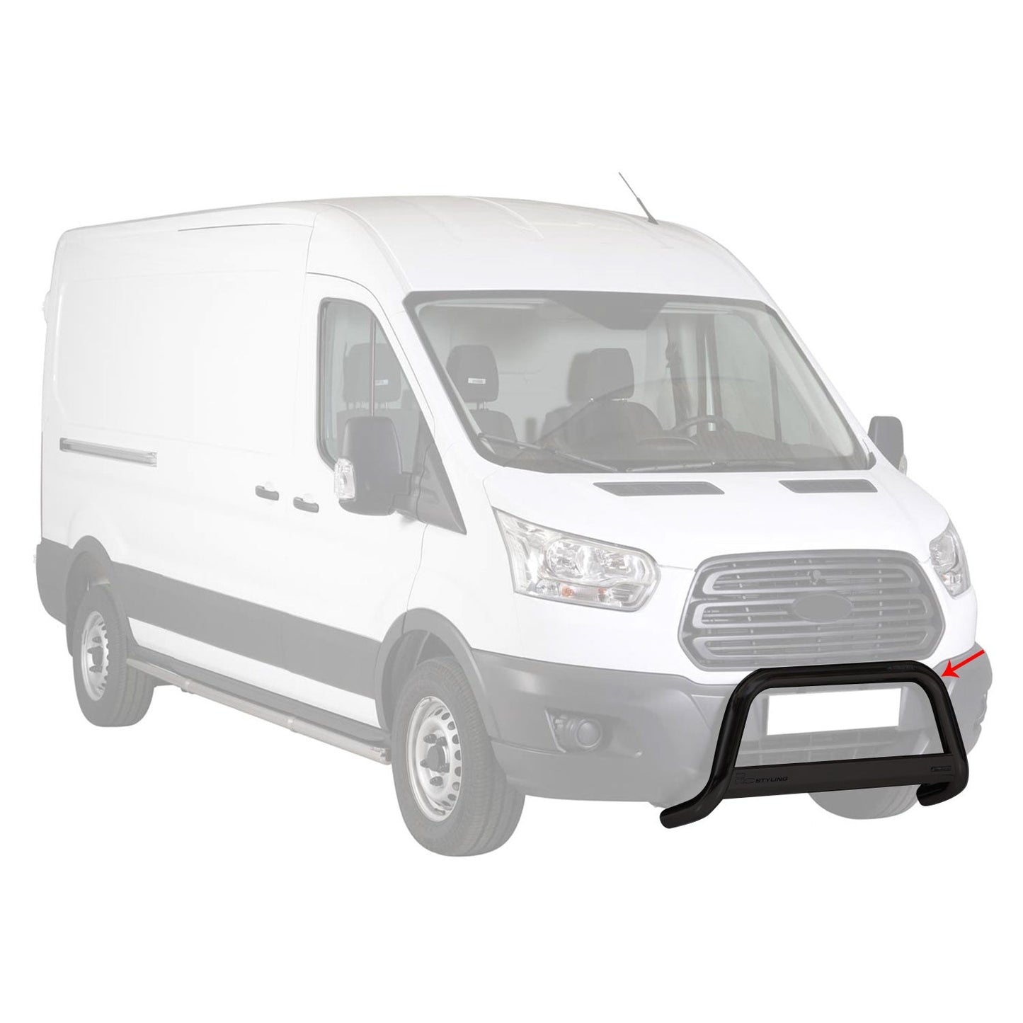 Bară de protecție/buton față pentru Ford Transit 2014-2025, ø63mm, oțel, negru