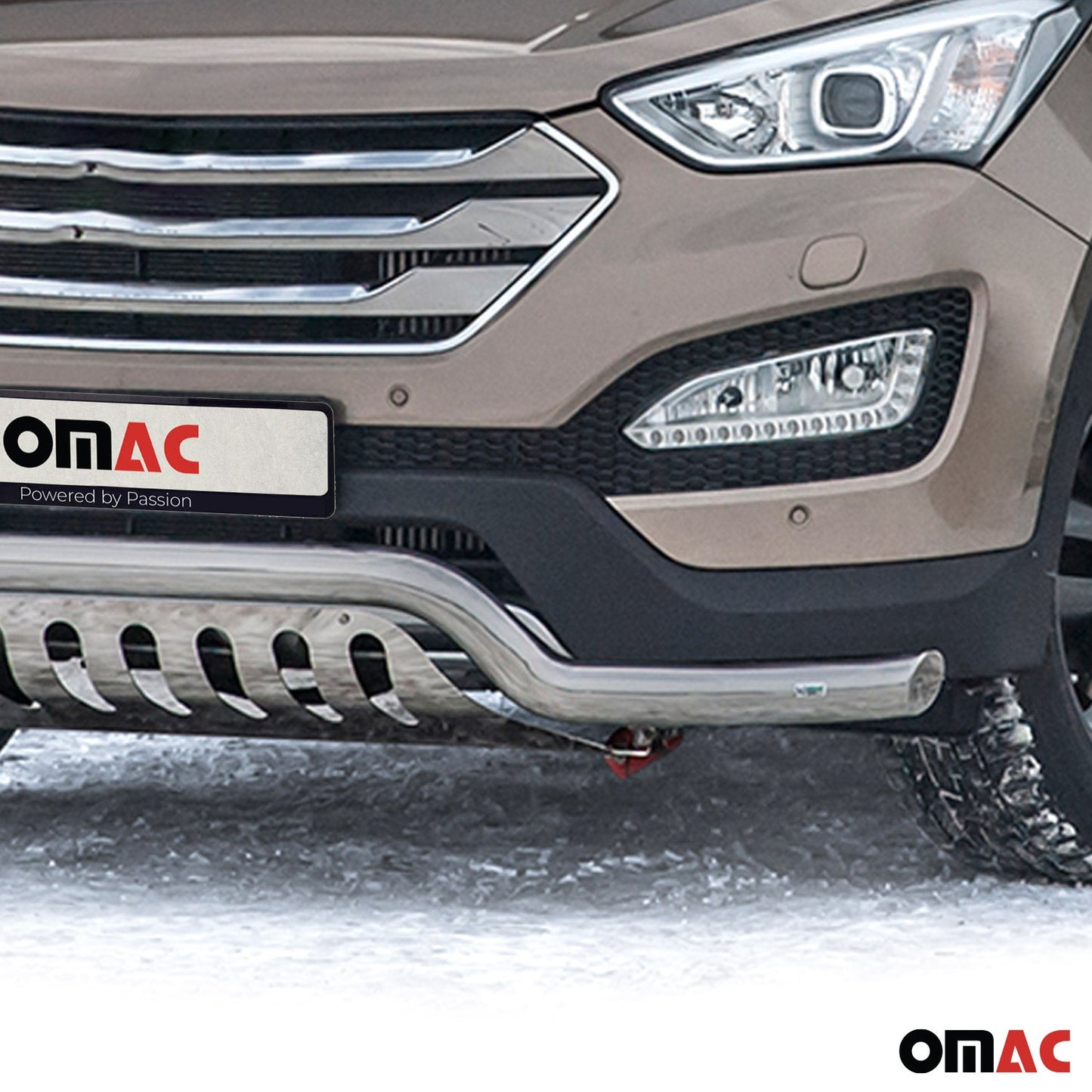 Bară de protecție față din oțel inoxidabil pentru Hyundai Santa Fe 2012-2018 cu ABE (omologare de tip germană) argintie