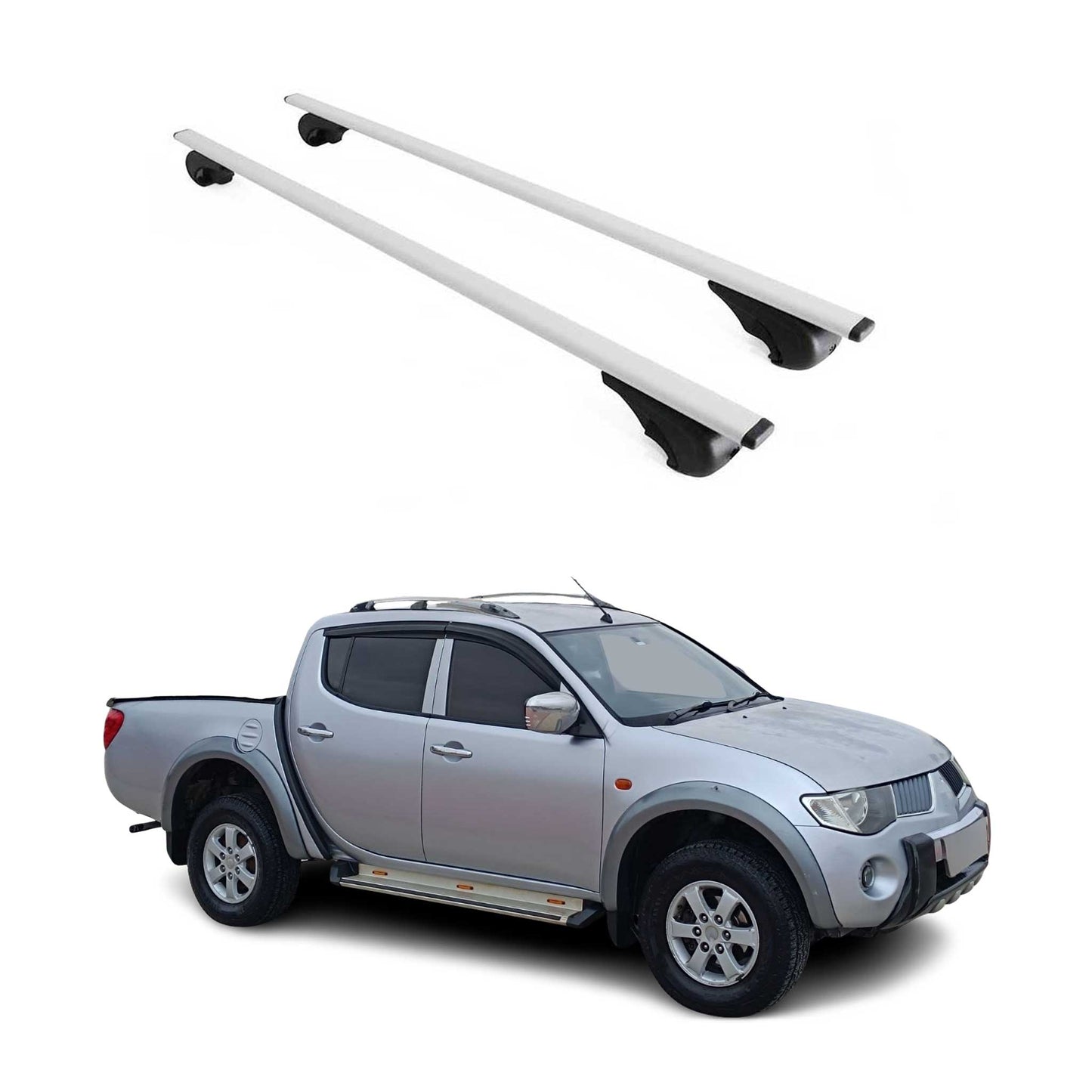 Portbagaj de plafon pentru Mitsubishi L200 2005-2015 75kg metal argintiu 2 buc