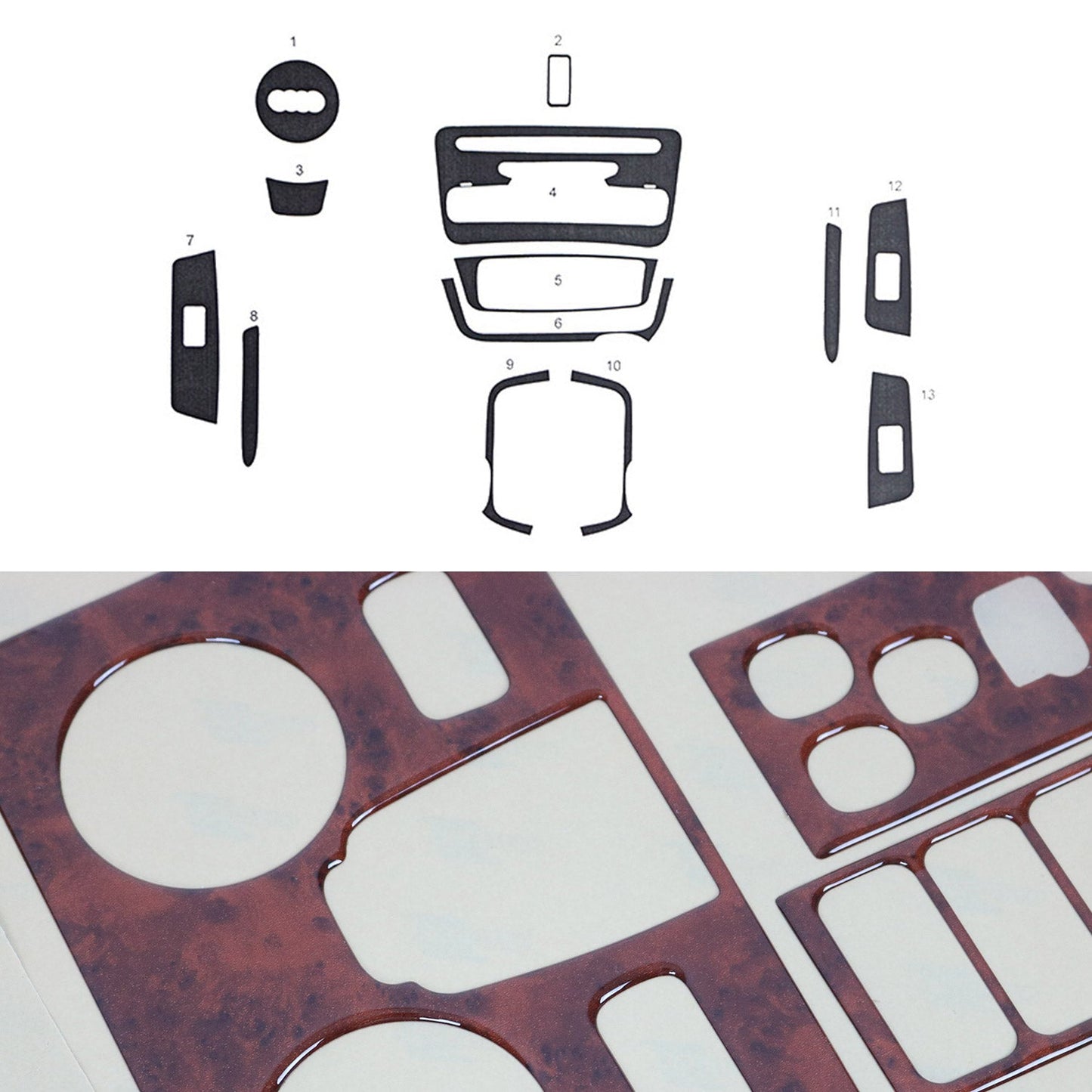 Ornamente interioare pentru Audi A1 A1 Sportback 8X 2010-18, aspect lemn masiv, 13x