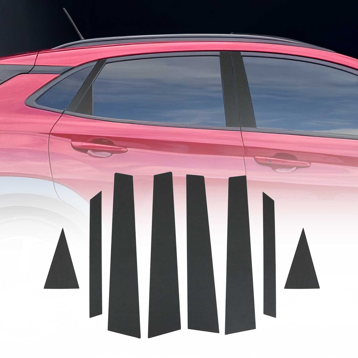 B-Säule Türsäulen Verkleidung für Hyundai Kona 2017-2020 Chrom Kohlefaserfolien