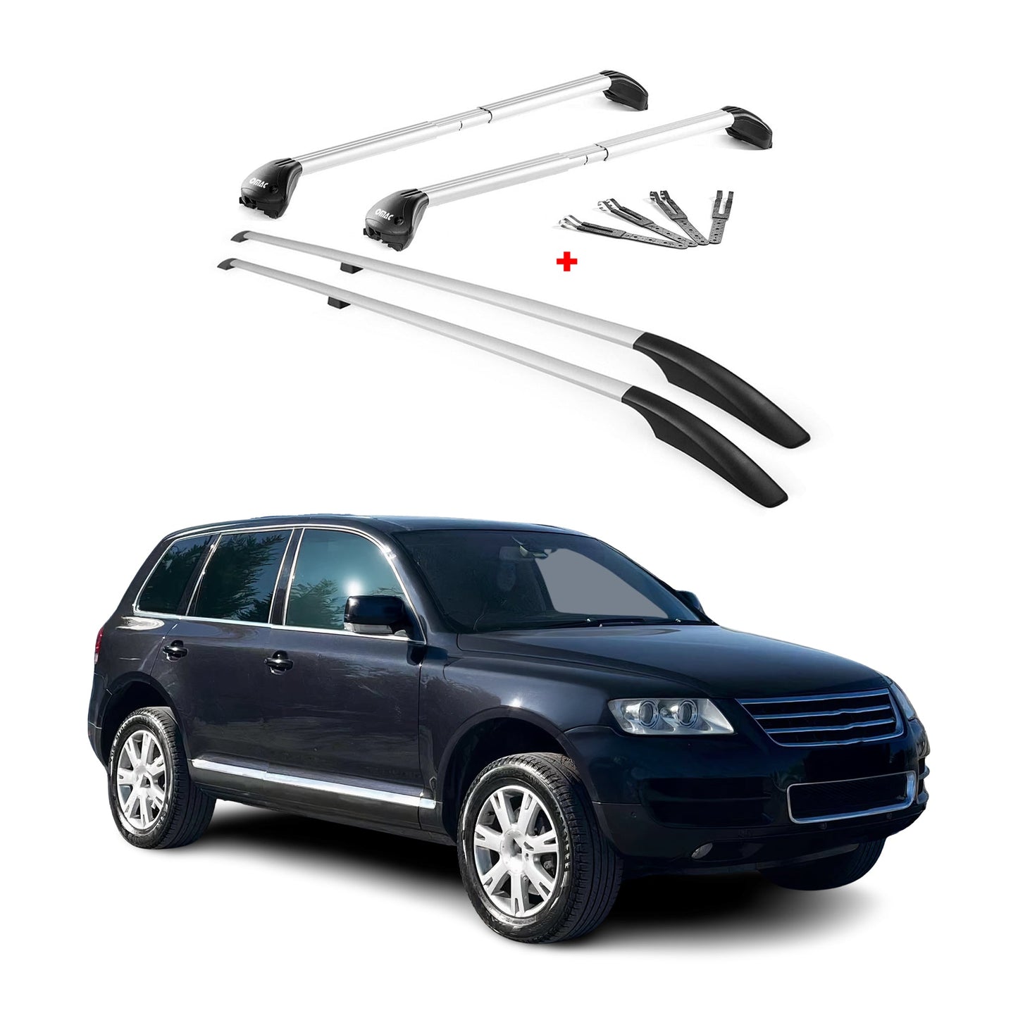 Dachreling + Dachträger Satz für VW Touareg 7L 2002-2010 Alu Silber
