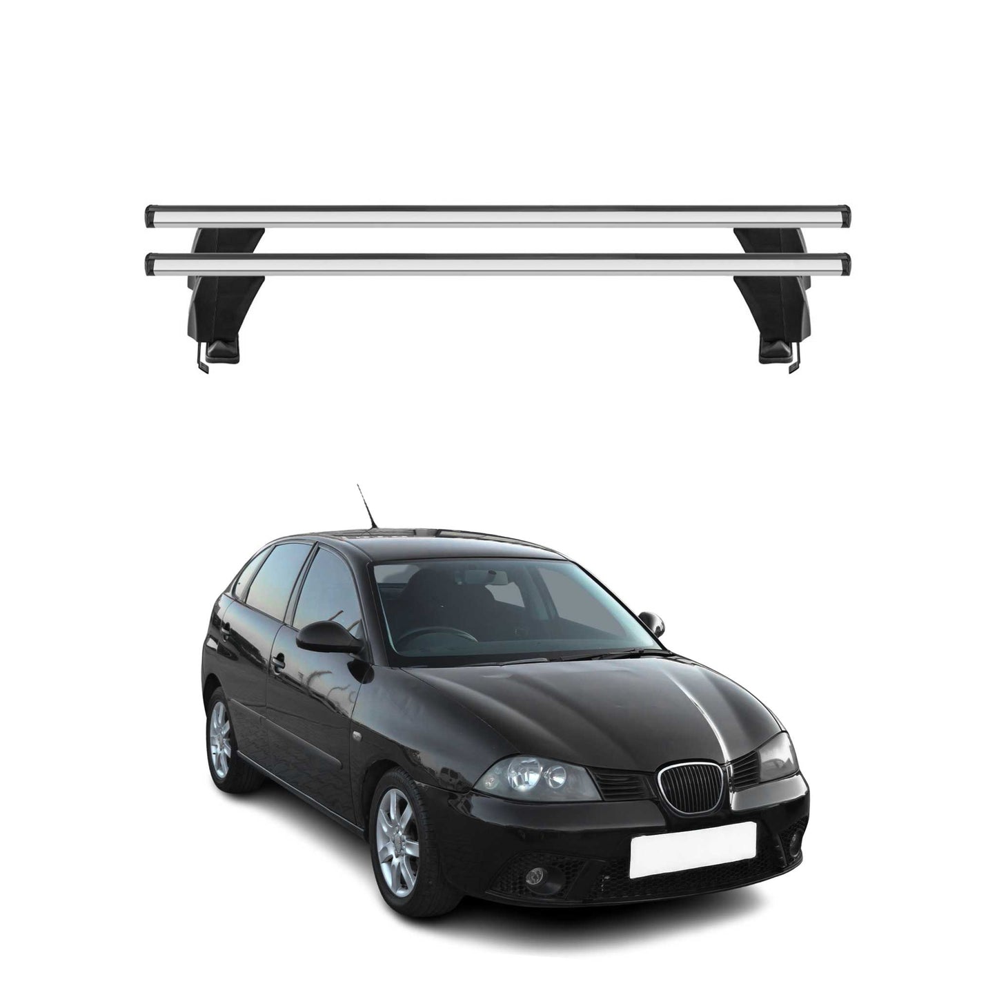 Menabo Dachträger Grundtäger für Seat Ibiza mk3 2002-2008 50kg Alu Silber 2 tlg