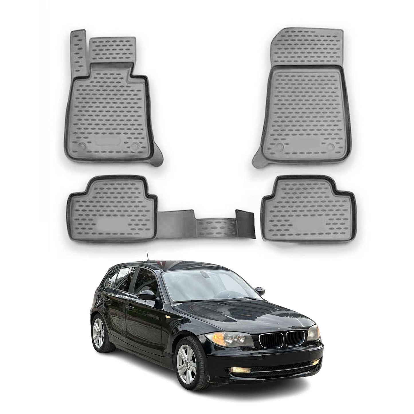 OMAC Gummimatten Fußmatten für BMW 1er E87 2004-2011 TPE Automatten Grau 4x
