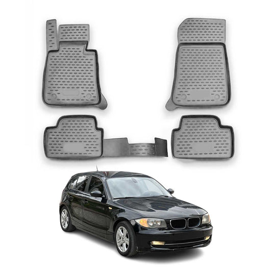 OMAC Gummimatten Fußmatten für BMW 1er E87 2004-2011 TPE Automatten Grau 4x