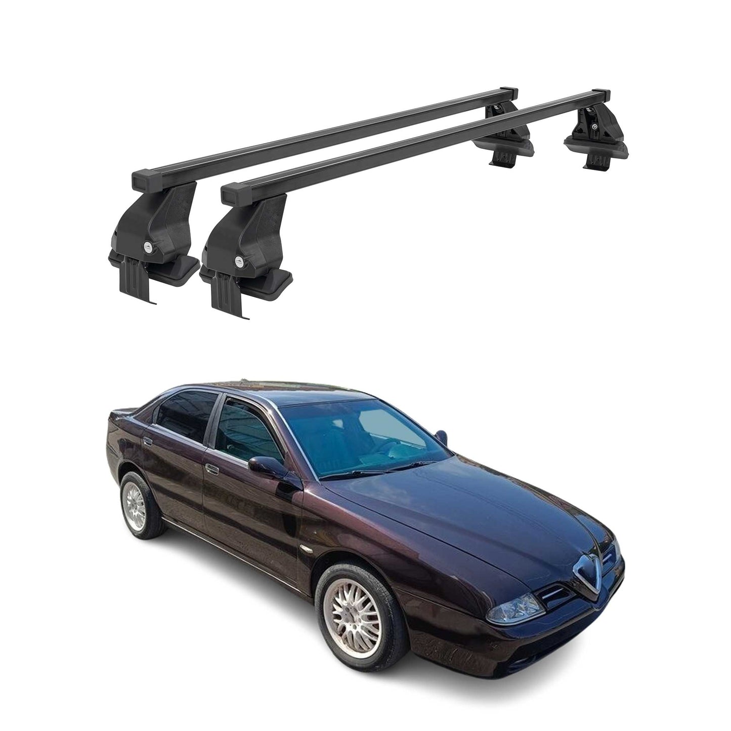 Menabo Dachträger Grundtäger für Alfa Romeo 166 1998-2007 50kg Stahl Schwarz 2x