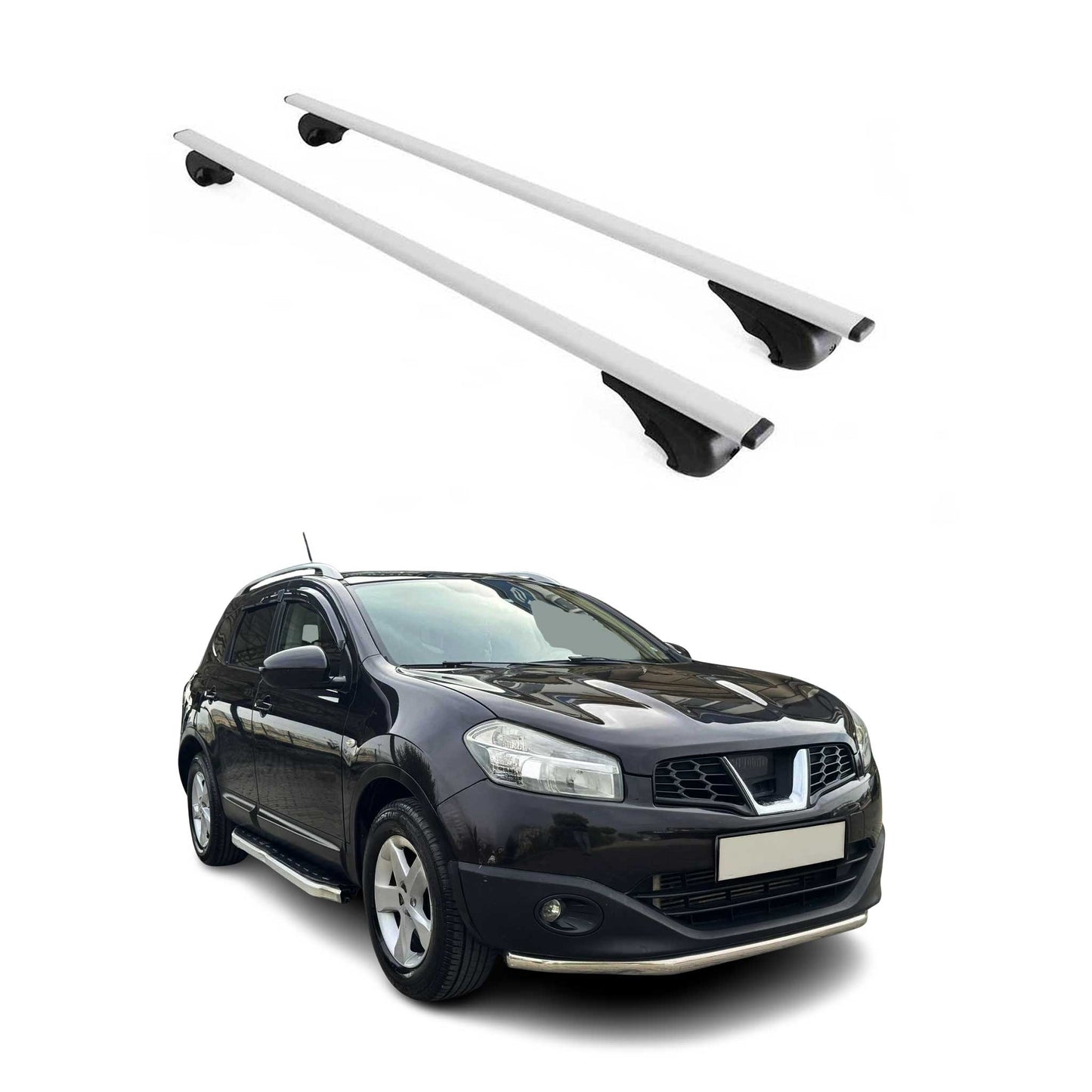 Portbagaj de plafon pentru Nissan Qashqai J10 2006-2014 75kg metal argintiu 2 buc