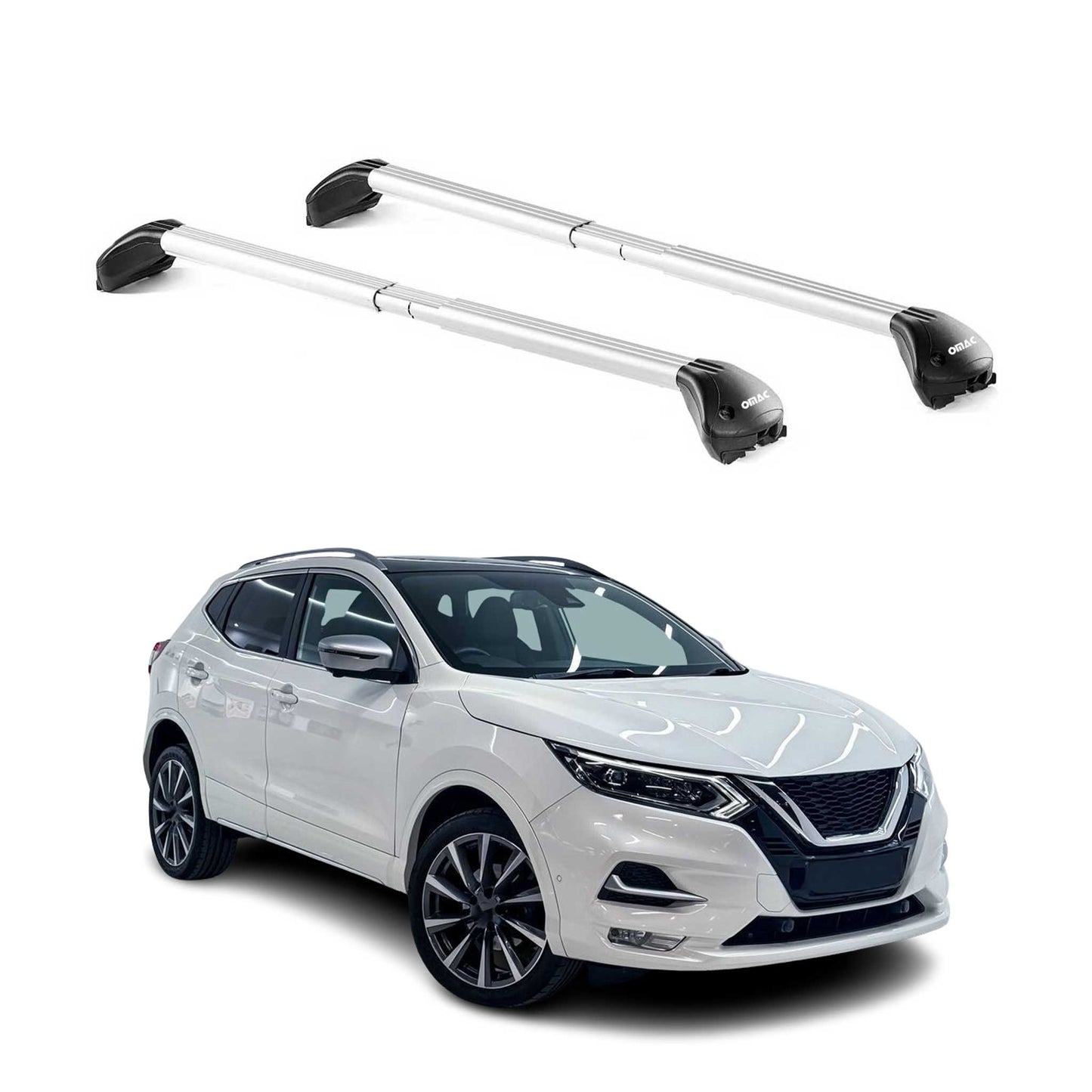 Portbagaj de plafon pentru Nissan Qashqai J11 2014-2021 5 uși 100 kg aluminiu ABE argintiu
