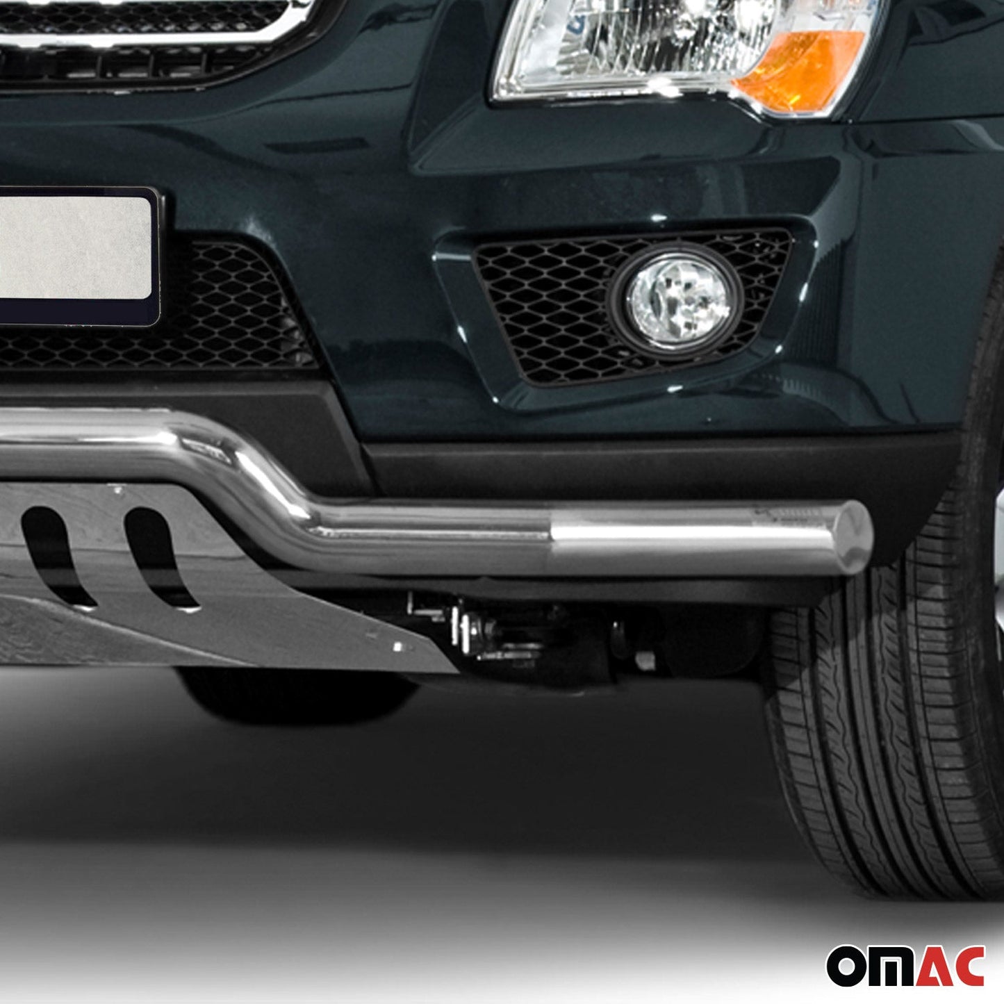 Bară de protecție față din oțel inoxidabil pentru Kia Sportage 2008-2010 cu ABE (omologare de tip germană) Bară de protecție argintie