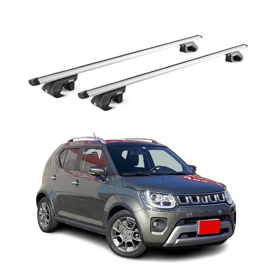 Portbagaj de plafon pentru Suzuki Ignis mk2 2016-2025 90kg aluminiu argintiu 2 piese ABE