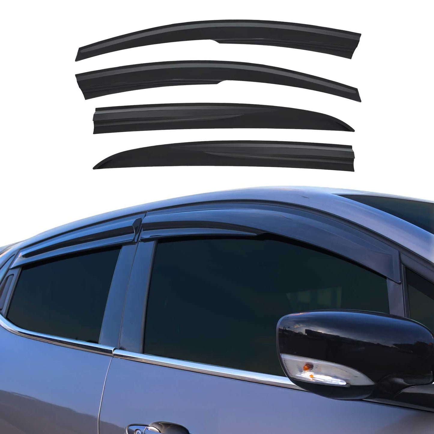 4x Windabweiser Regenabweiser für Hyundai i20 Schrägheck 2008-2015 Acryl Dunkel