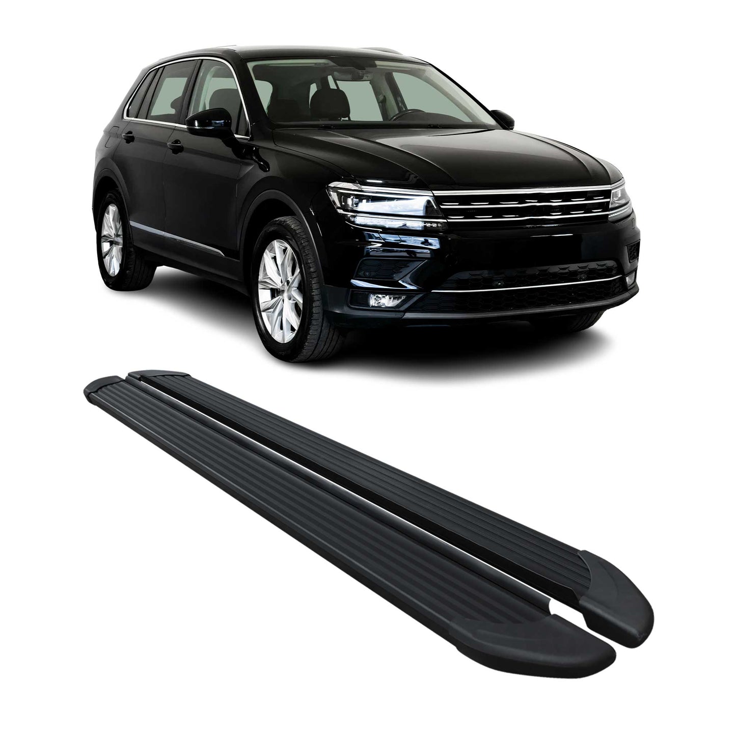 Praguri, praguri și praguri laterale din aluminiu pentru VW Tiguan mk2 2016-2024, negre