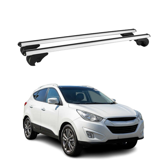 Portbagaj de plafon pentru Hyundai ix35 2010-2015 75kg gri aluminiu, 2 bucăți